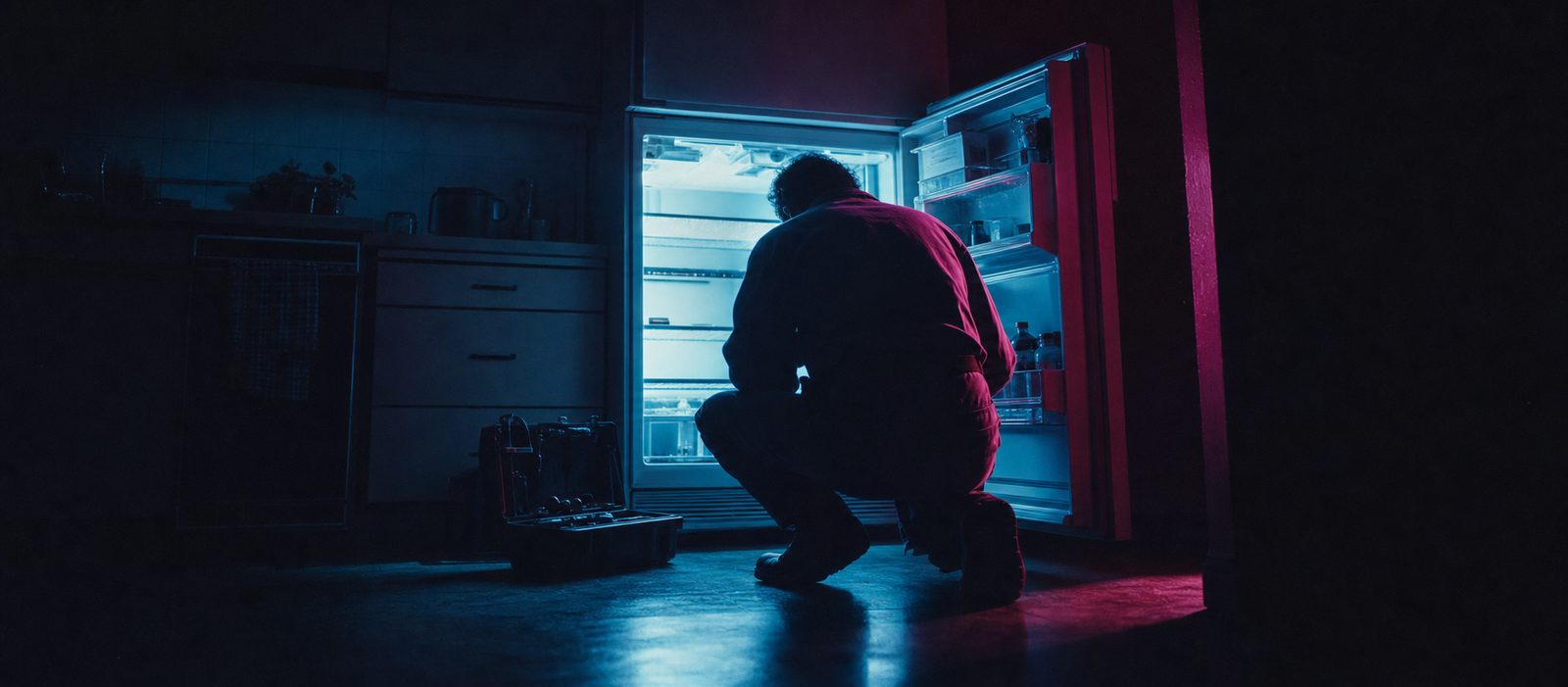 Appliance technician at work